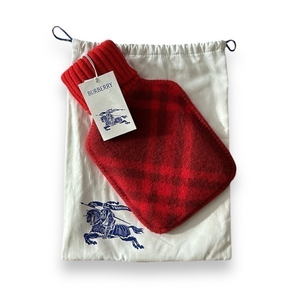 Burberry Runway Check Wool Hot Water Bottle in Ripple Red - Picture 1 of 10